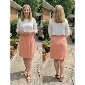 Vtg Angelica Peach Faux Wrap Skirt Size 12 Made in USA Career Lined